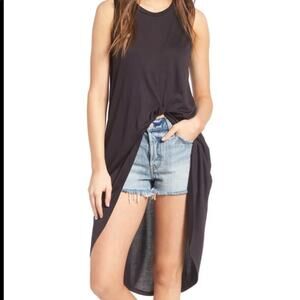 ASTR THE LABEL gray high-low front knot blouse XS